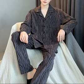 春秋季男士长袖睡衣棉休闲舒适男款家居服套装高级时尚中国风