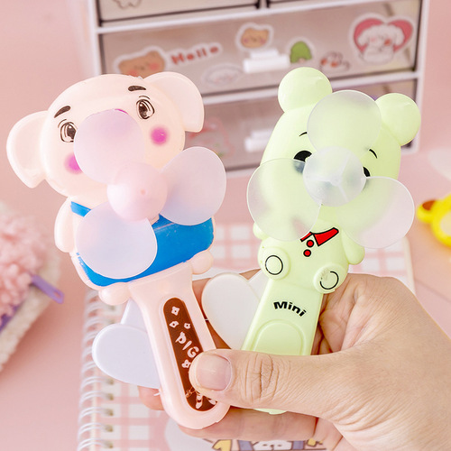 Cute cartoon hand-crank fan, summer hand-pumped manual mini fan, portable handheld push fan, QR code scanning for brand promotion, gift
