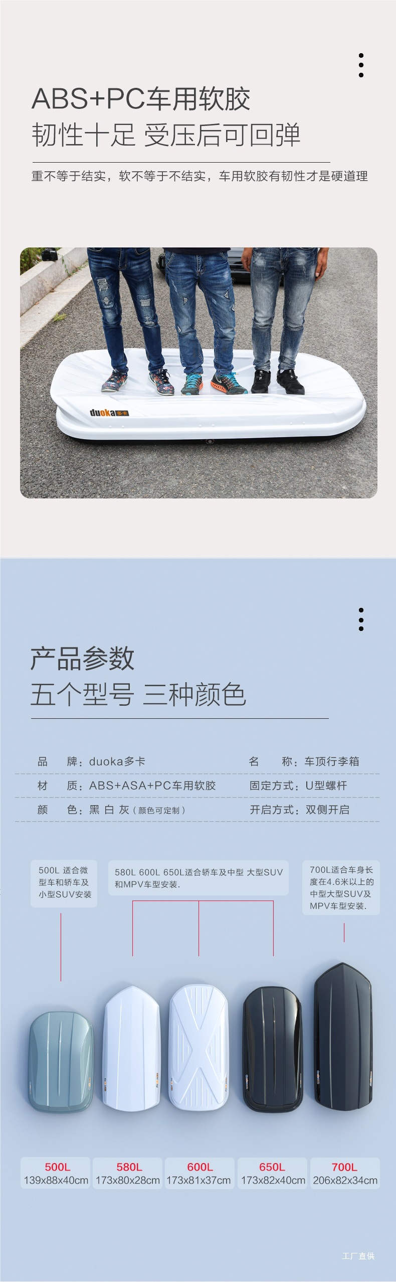 Gb Series Car Luggage Roof Travel Box Large Capacity Ultra-Thin Suv Storage Box Crossbar Xingpei Hui