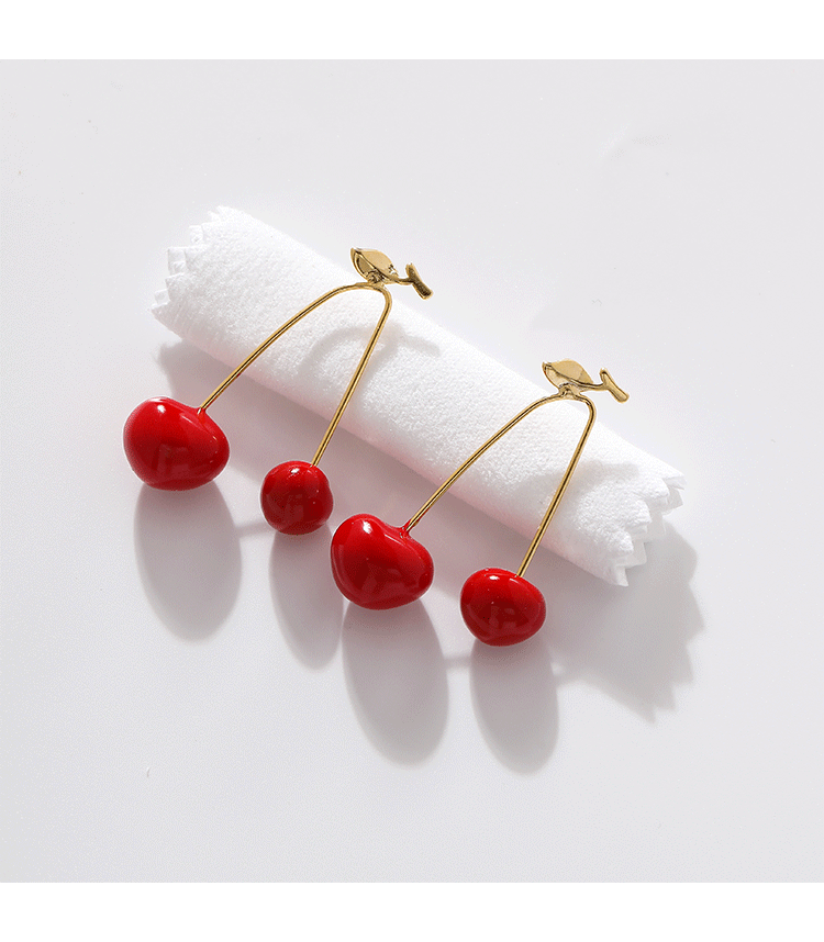 1 Pair Sweet Cherry Copper Plating Drop Earrings display picture 3