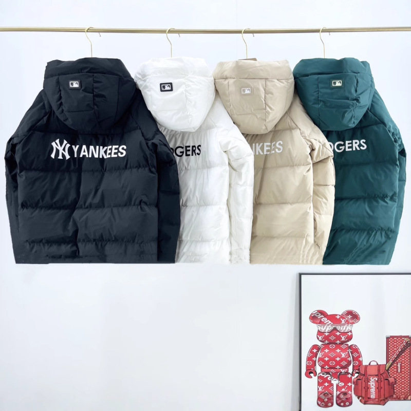 MLB羽绒服立体印花logo休闲时尚宽松加厚连帽男女情侣同款羽绒服|undefined