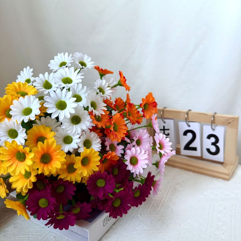 小雏菊仿真花七叉21花小清新洋甘菊婚礼家居装饰花束摆件拍摄道具|undefined