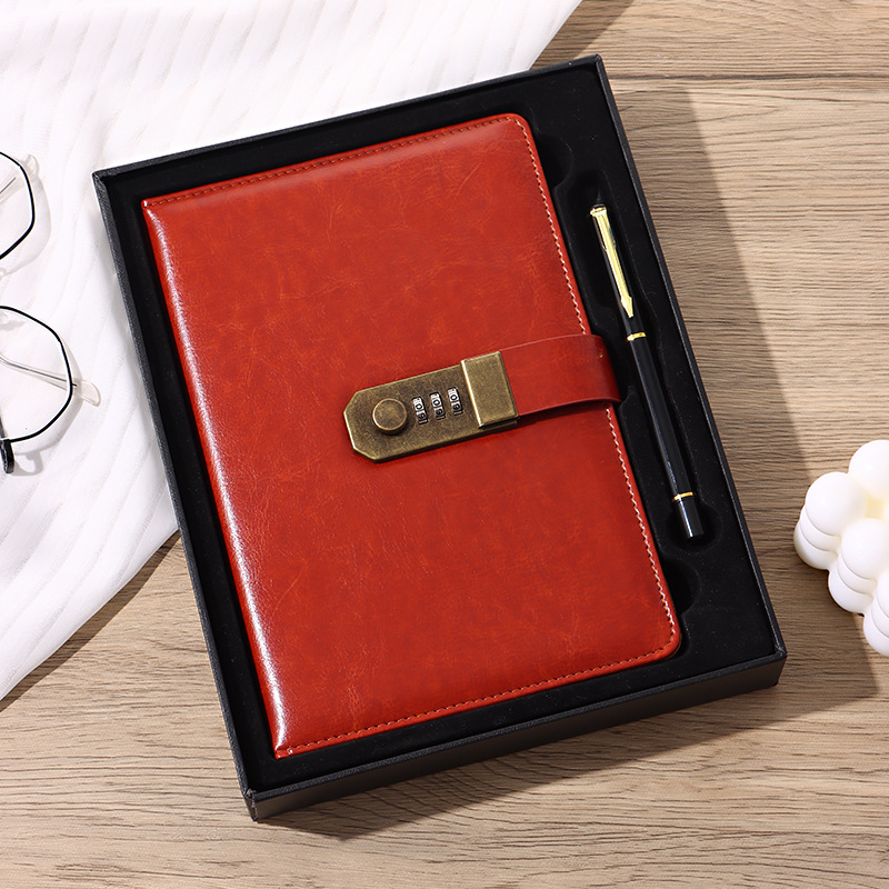 Cuaderno al por mayor A5 retro contraseña libro con cerradura Diario Negocio creativo trabajo manual mano impreso logo