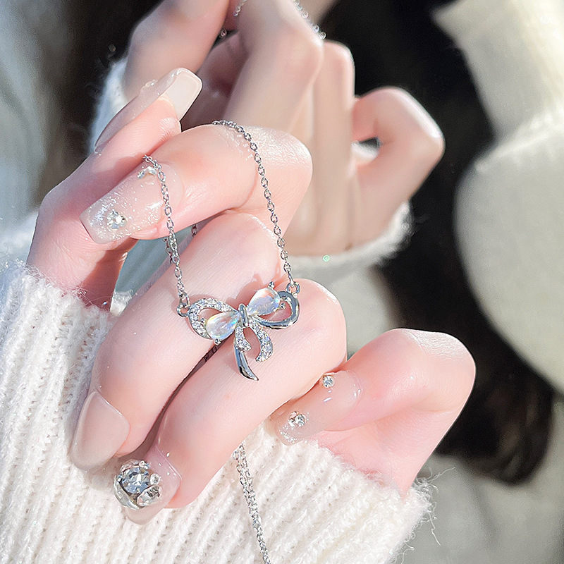 Collana con fiocco per donna, regalo di gioielli con ciondolo con fiocco alla moda per donne e ragazze_voghion.com