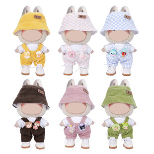 Only Clothes Suitable for 17cm Cloth Fisherman Hat Intimates Suspenders Set Baby Clothes Vinyl Doll Plush Doll