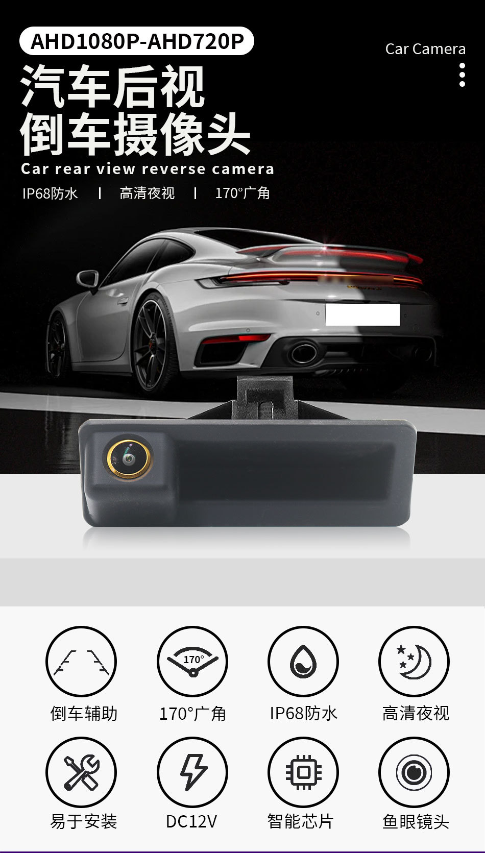 Ahd 1080P Car Handle Reversing Camera Suitable for Bmw 3 Series 5 Series X5X6E60E70E82E90