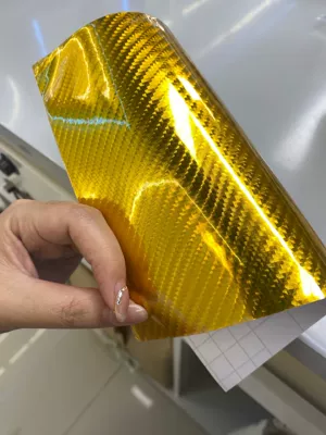Cross-border best-selling forged carbon fiber sticker for interior center console and full body roof film, simulated 6D electroplated metallic silver and gold (Auto Color Change Film) - forged-electroplated-gold-152m-17m-152m-17m