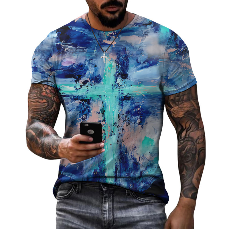 Moda de verano europea y americana, top de moda delgado de cuello redondo para hombres, camiseta juvenil, soporte, pedido de una pieza de cabello