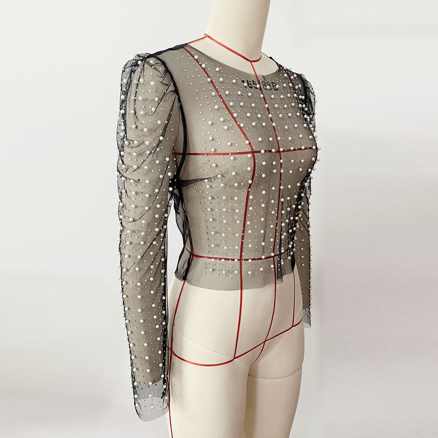 Summer Women Clothes Drilling Bubble Sleeve Mesh Top 6 Summer Women Clothes Drilling Bubble Sleeve Mesh Top