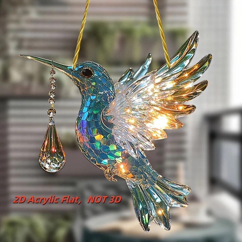 Acrílico transfronterizo plano colibrí colgante para automóviles colgante decoración del hogar colgante espejo retrovisor
