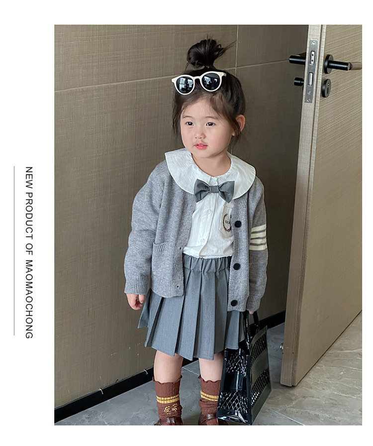 [Scontato] Cappotto lavorato a maglia, camicia, set di gonne, serie JK stile Academy per ragazze, cardigan per bambini in edizione coreana_voghion.com