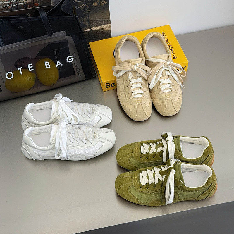 Retro German Training Shoes for Women, 2026 Summer New Style, Lace-Up Versatile Casual Sports Genuine Leather Flat Sneakers, White Shoes