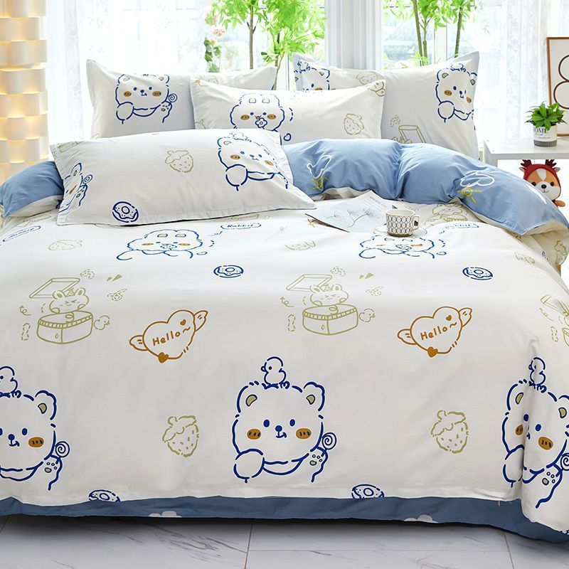 Cute de dibujos animados para niños funda de edredón de algodón de una sola pieza 90x120x150x200x230 funda de edredón de algodón dormitorio individual