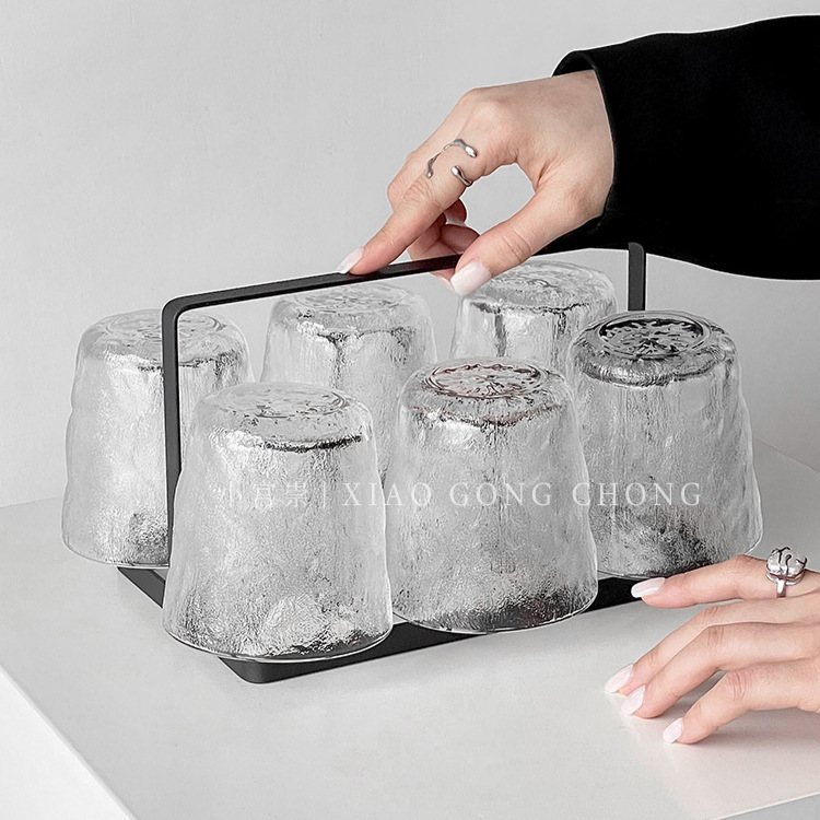 Glacier Glass Cup Set for Home Living Room, High-End Family Hospitality Cups, Juice Cups, Tea Cups, Red Wine Glasses