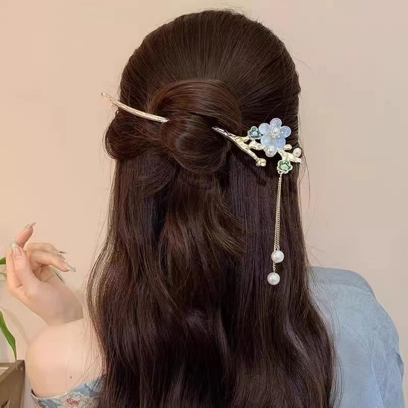 Horquilla de flores horquilla de pelo de plato chino de alta calidad horquilla de cheongsam con tocado de Hanfu