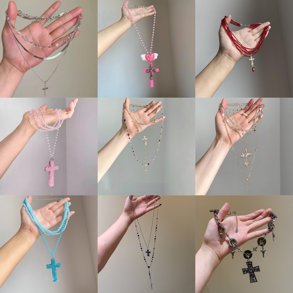 Spicy Girl Style Heavy-Duty Cross Necklace, Fashionable and Versatile, Niche Design, Exquisite and Elegant, Trendy and High-End Clavicle Chain