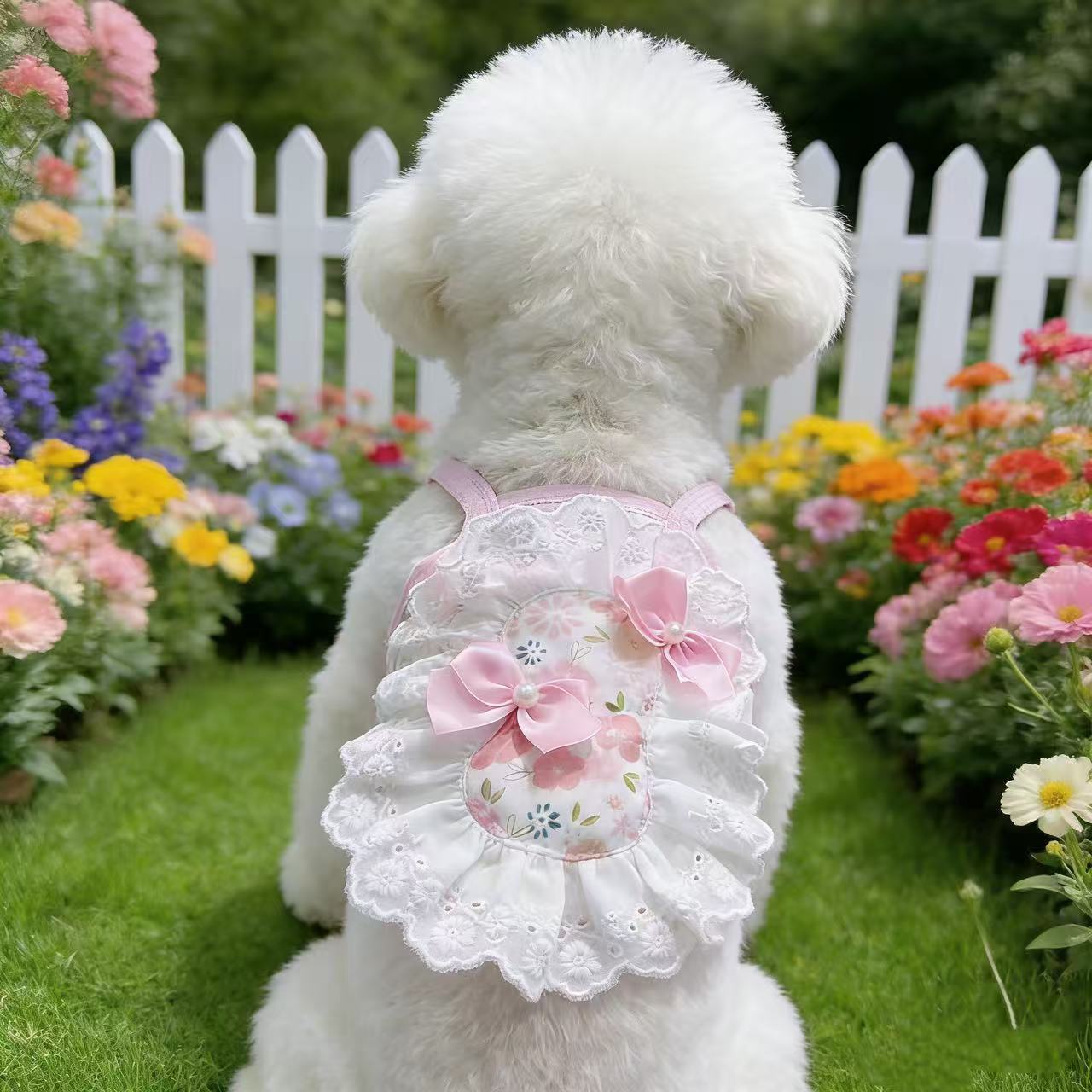 Vestito in pizzo con stampa floreale per cani e gatti_voghion.com