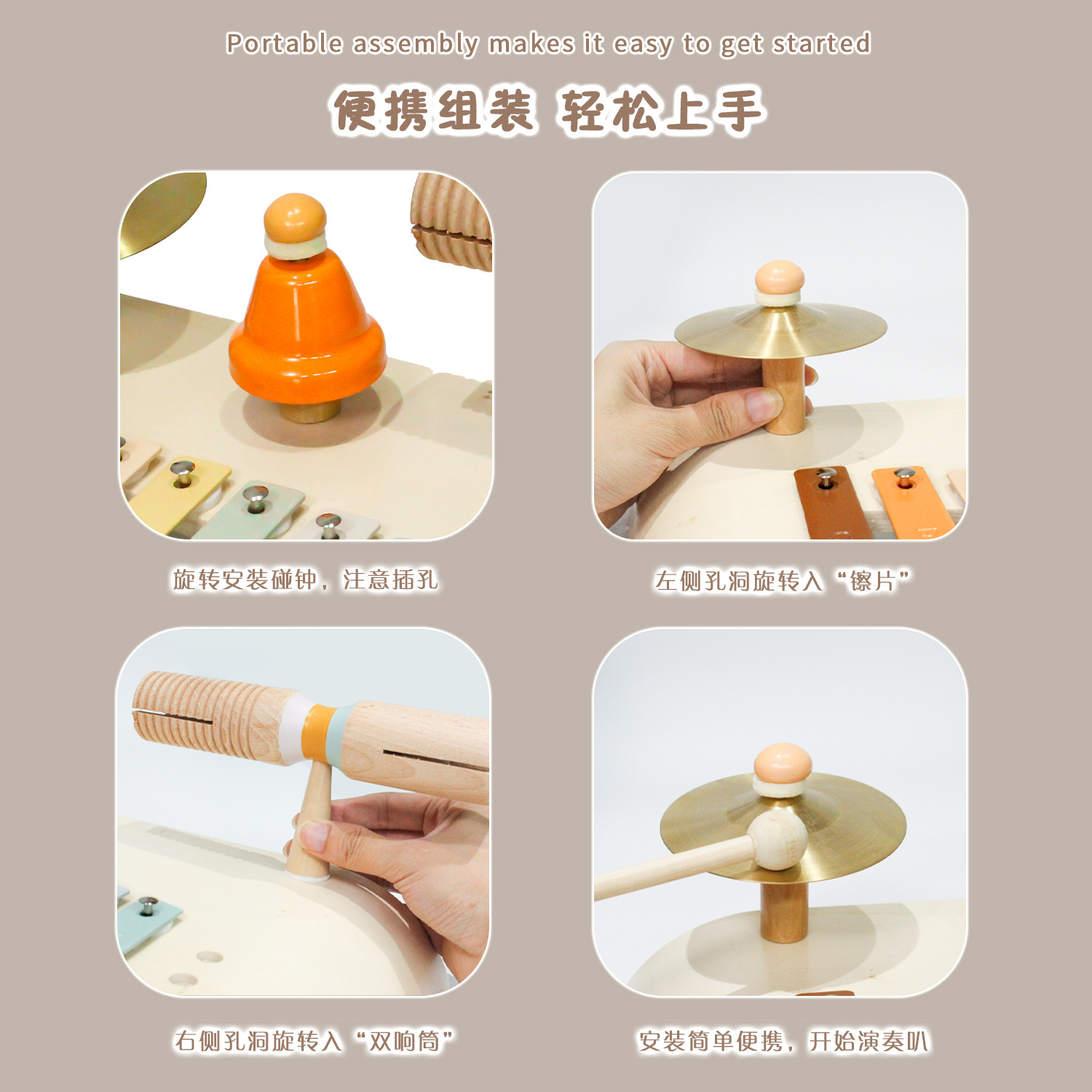 Estante de madera multifuncional tambor de música para niños iluminación tambor de mano gatito mesa de música juguetes de educación temprana para hombres y mujeres