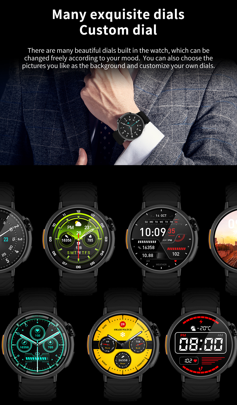 Reloj inteligente GT88, pantalla grande de 1,52 pulgadas, Bluetooth, llamada, música_voghion.com