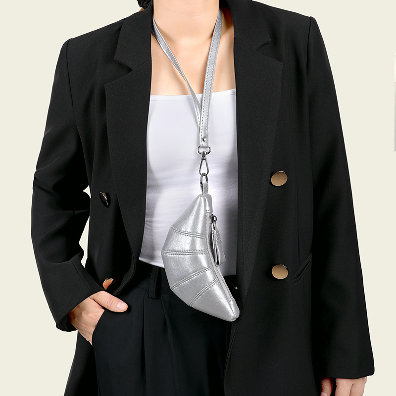 Bolso de croissant Kson 2024 nicho mini estuche para llaves retro lápiz labial bolsa para auriculares cuello colgante monedero decoración Xiaobai