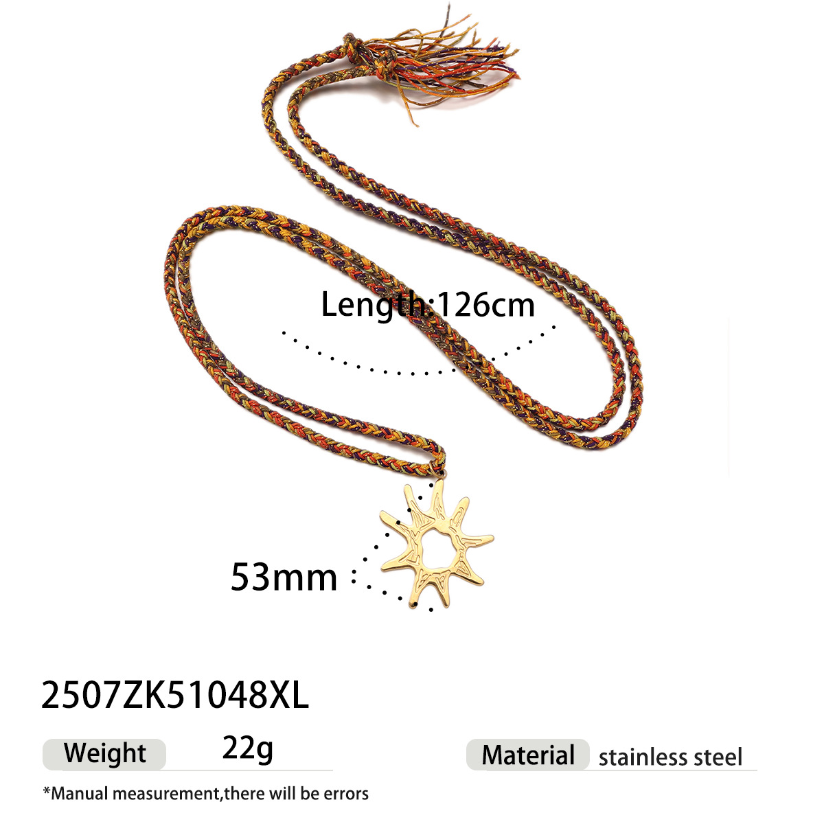 Collar de acero inoxidable de la UE y los Estados Unidos, lujo ligero para mujeres, nicho de moda universal, collar de cuerda gruesa trenzada de sol, venta caliente transfronteriza image 8