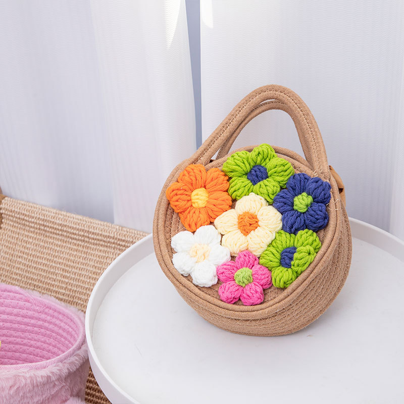 Bolso de cuerda de algodón con tarjeta multifloral de ancho: 20 cm / h: 19 CM / espesor: 7 cm