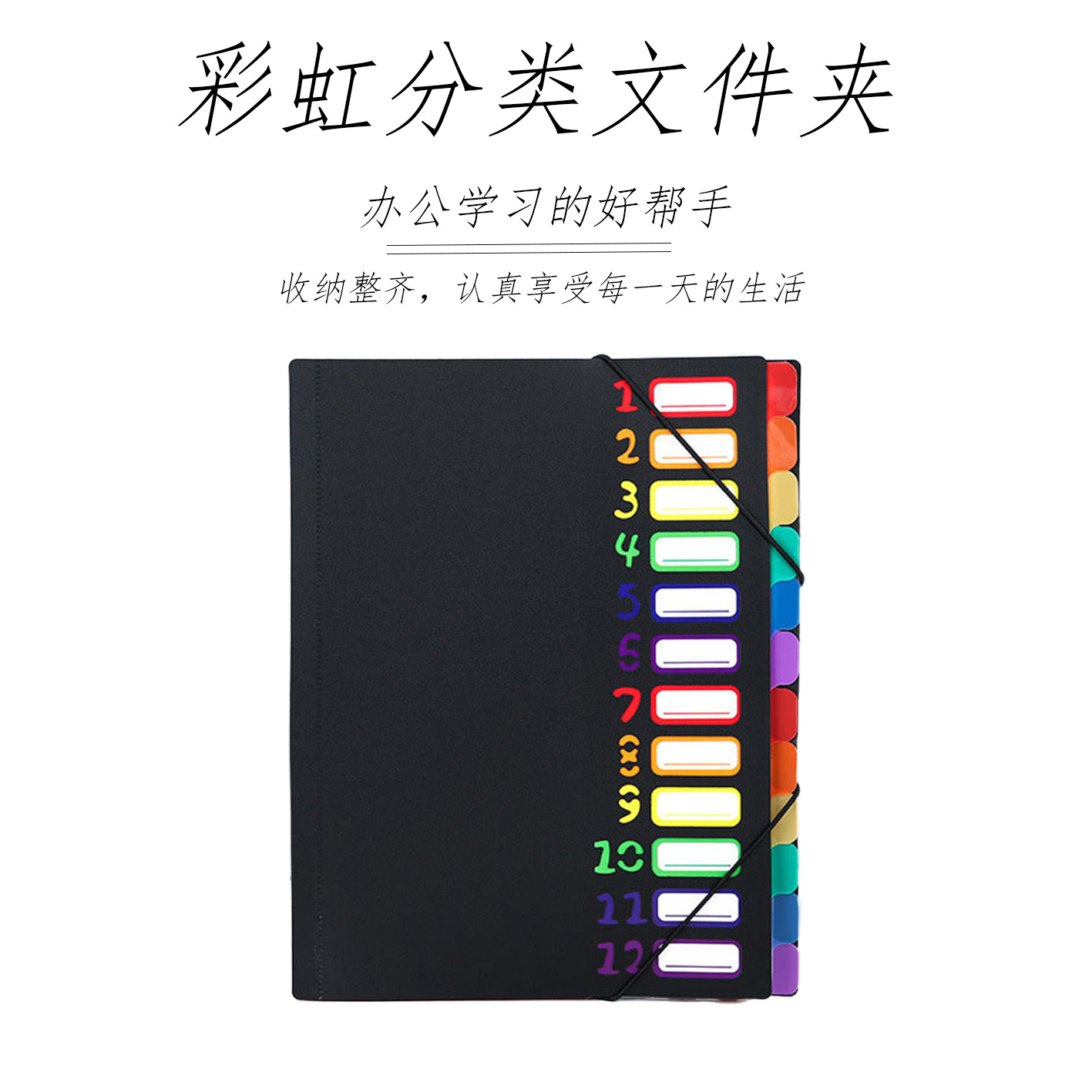 A4 carpeta libro de datos de carpeta de papel de prueba de estudiante arco iris página de clasificación pp carpeta de archivo carpeta de 12 capas de inserción de almacenamiento