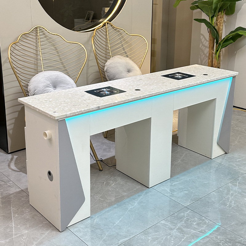 Fábrica al por mayor mesa de manicuras simple blanca una sola mesa de manicuras bordado manicuras mesa de trabajo de almacenamiento de gel de manicuras