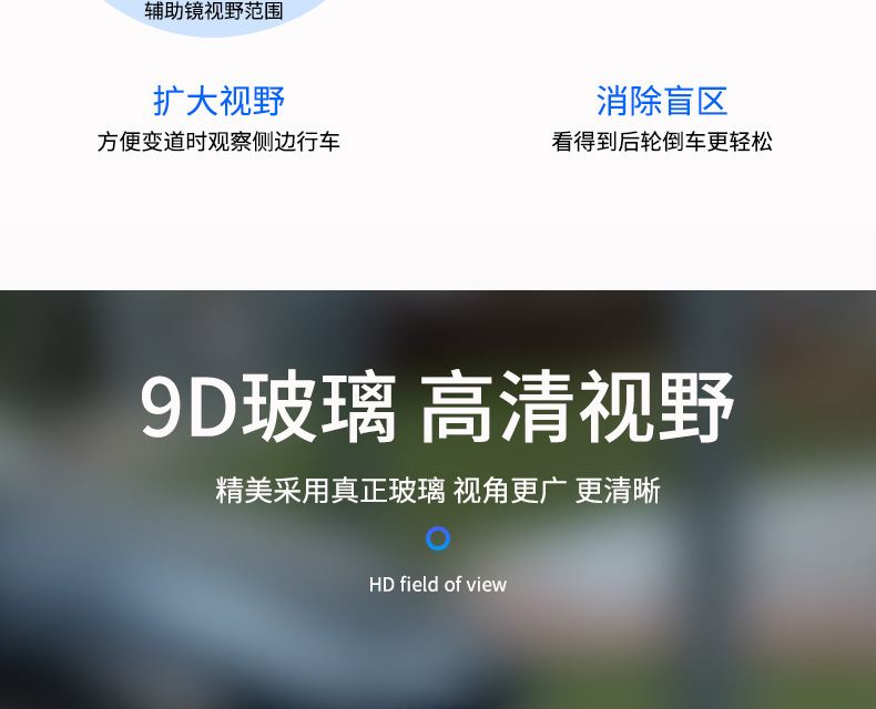 Car rearview mirror blind spot auxiliary mirror, ultra-clear 360-degree panoramic wide-angle suction cup type