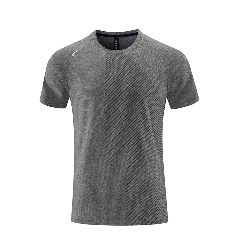 Deportes de los hombres de verano casual ropa de secado rápido de hielo de la manga corta ligero transpirable corriendo suelta fácil de secar camiseta en stock impreso B