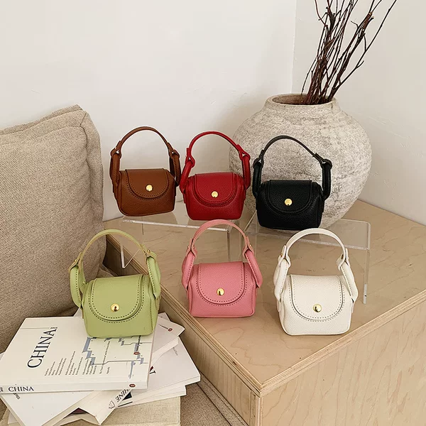 Fashionable Mini Handbag for Women, Niche Luxury High-End Basket-Style New Cross-Border Shoulder and Crossbody Children's Bag Trendy