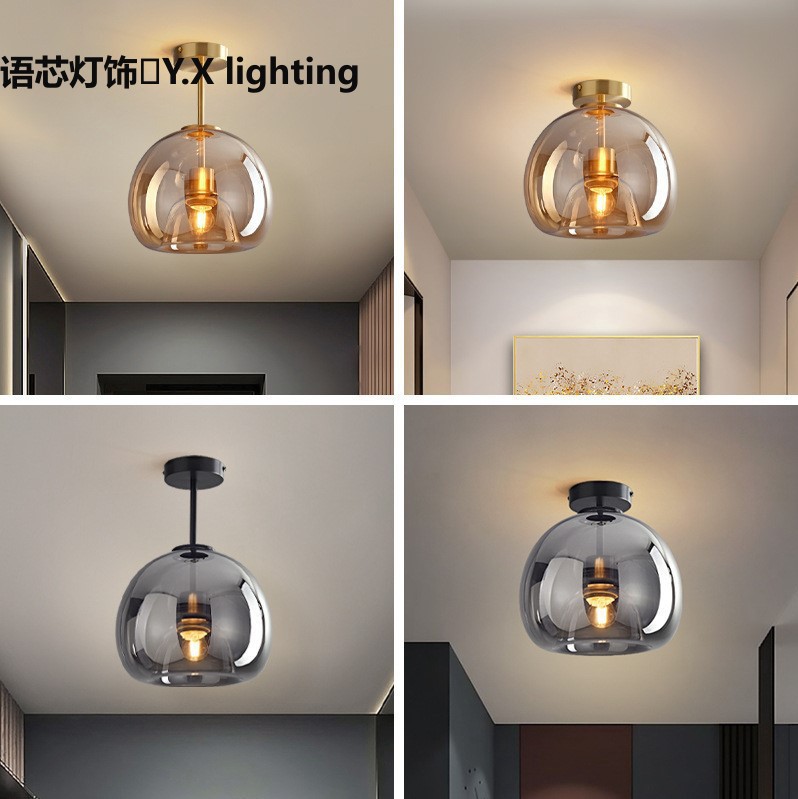 Lámpara de techo nórdica simple lujoso moderno lujoso de alta gama atmósfera lámpara de vidrio de sala de estar balcón pasillo luz de techo