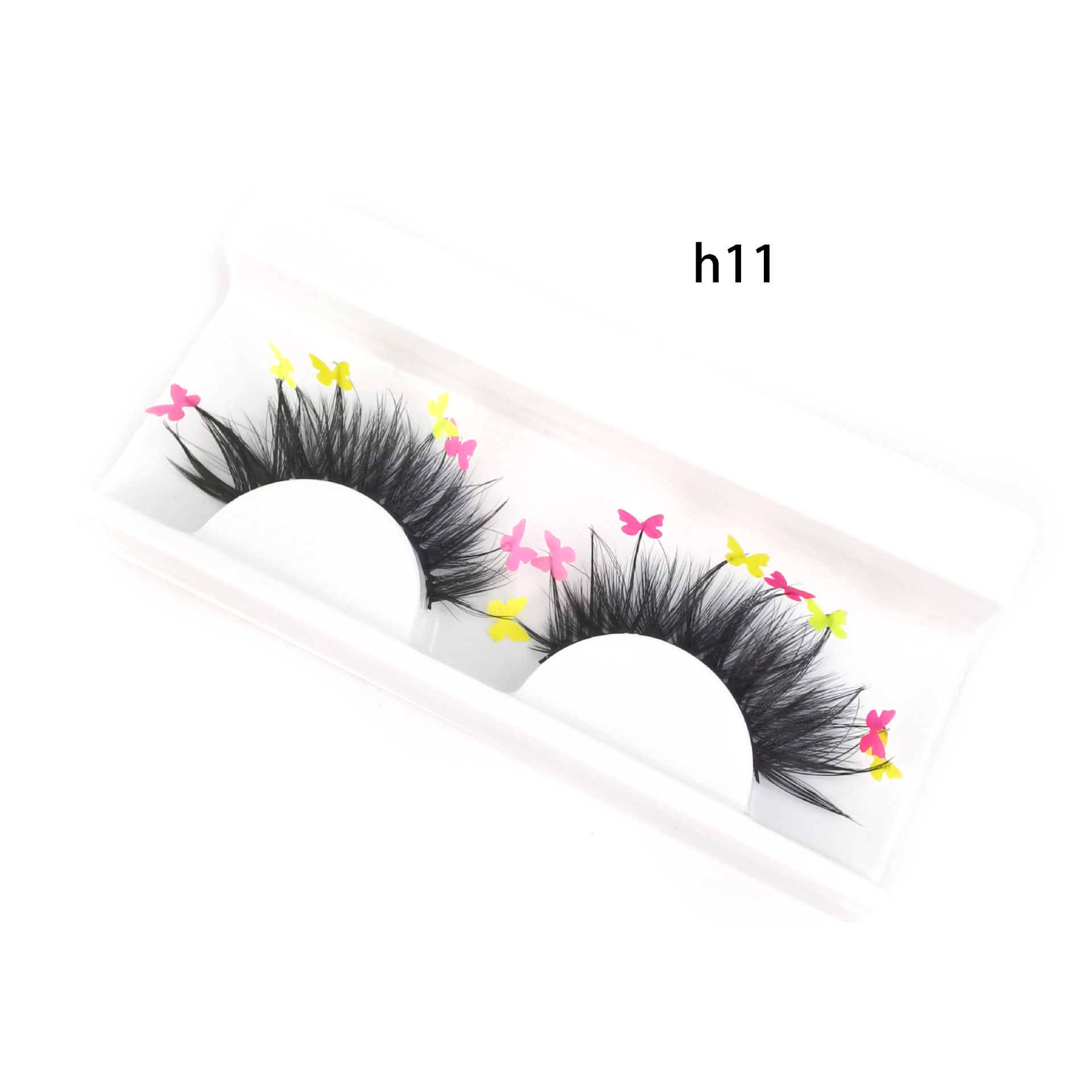 Festival de Navidad transfronterizo Venta caliente pestañas postizas color fluorescente mariposa diamante lentejuelas pestañas 3D maquillaje de escenario europeo y americano