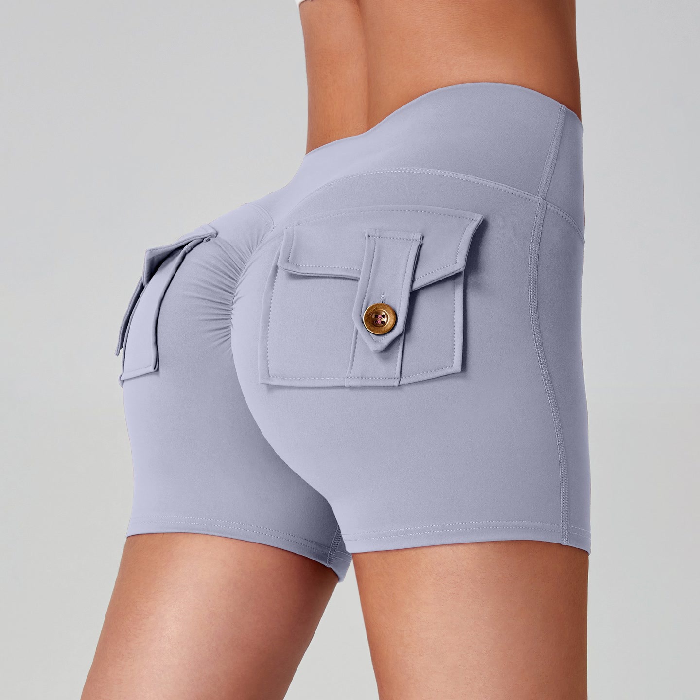 Pantalones cortos apretados transfronterizos, cintura alta, elástica, elevación de cintura, velocidad, secado, carrera, fitness, pantalones calientes