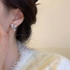 Zirconium with bow, small design advanced fashionable earrings, trend of season, internet celebrity