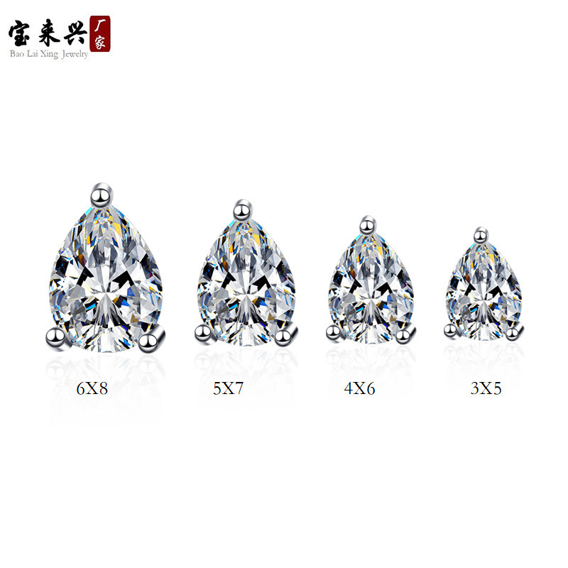 Baolaixing Jewelry 2023 New S925 Silver Earrings Ins Water Drop Single Diamond European and American Jewelry Source Manufacturer