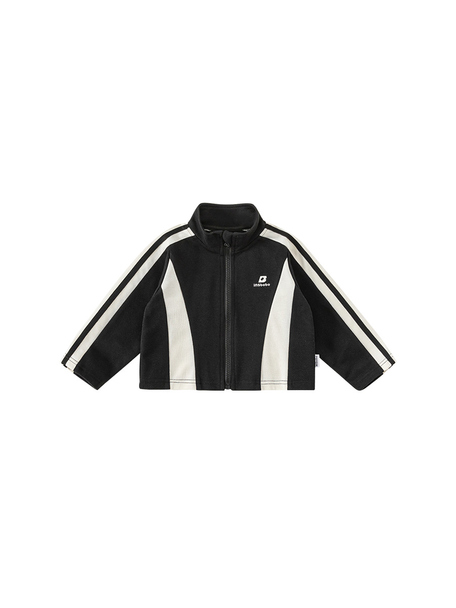 Youbao Ropa para niños 2025 Otoño Estilo deportivo Tops para niños Costuras en blanco y negro Chaquetas de manga larga para niñas Tendencia