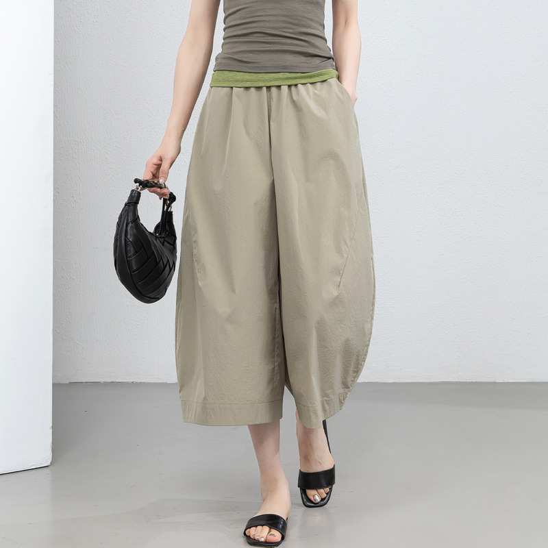 Yifei Sun Protection Seven-Quarter Balloon Pants for Women 2026 Summer Lightweight Breathable Wide-Leg Elastic Waist Loose Slimming Casual Pants