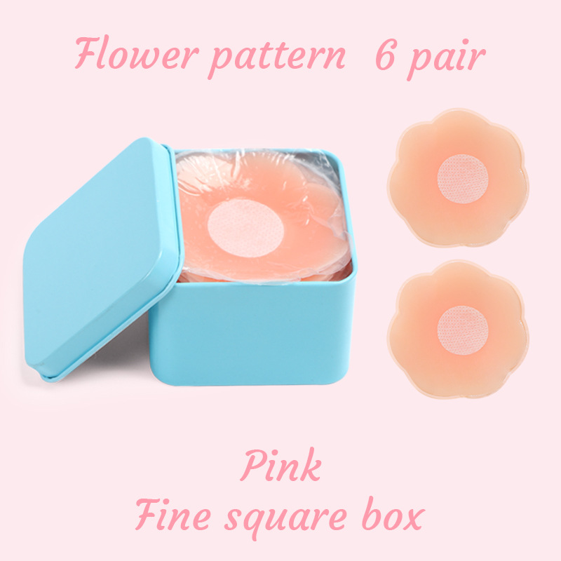 분홍색 꽃 6쌍 - 사각 철 상자