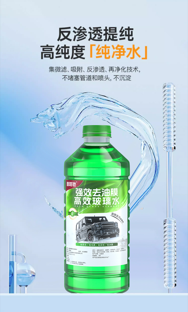 Glass Cleaner That Resists Freezing at Minus 40 Degrees, Removes Oil Film and Insect Residue from Cars in Winter, Powerful Cleaning Agent