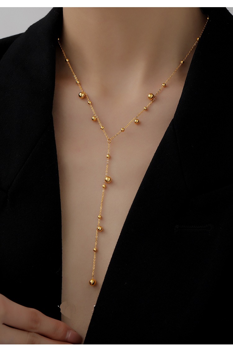 Women'S Gender Tassel Design Wholesale Simple Style Solid Color Titanium Steel Long Necklace