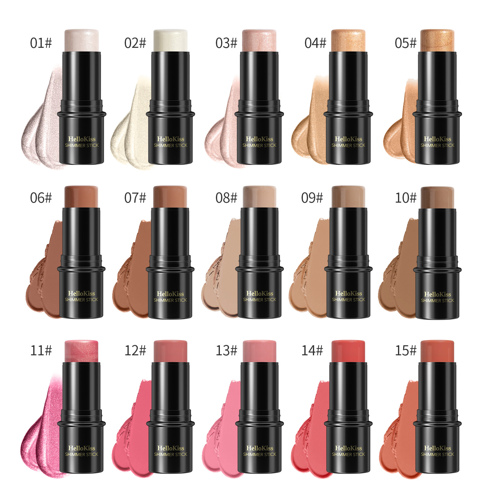 HelloKiss Highlight Brightening Contouring Stick Three-dimensional Face Base Multi-color Highlight Shadow Concealer Pen Makeup Application Scenario