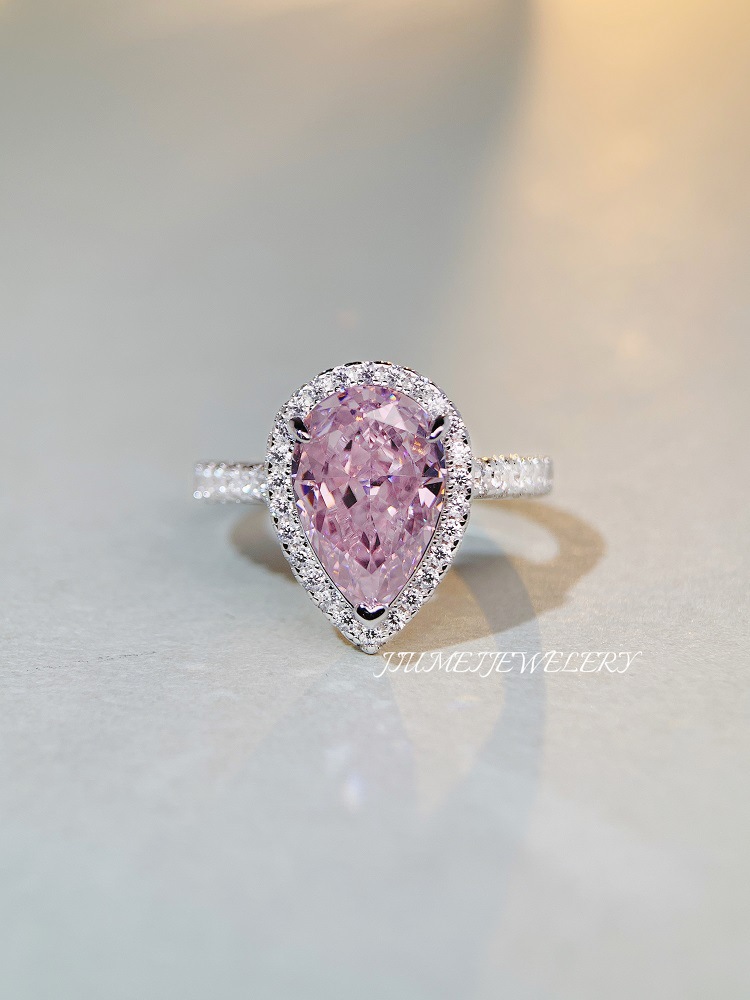 Fashion Water Droplets Sterling Silver Inlay Zircon Rings 1 Piece