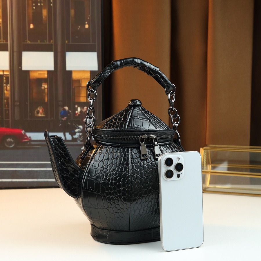 New Style Quirky Crocodile Pattern Women's Shoulder/Crossbody Bag Creative Chinese Teapot/Wine Pot Shaped Handbag_voghion.com
