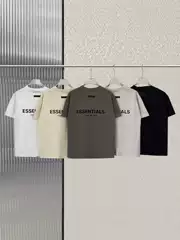 Tee Short Sleeve Front and Back Double Row Flocking 22 New Black Label High Street FOG Crew Neck Cotton Casual T-Shirt Summer Men's Trendy