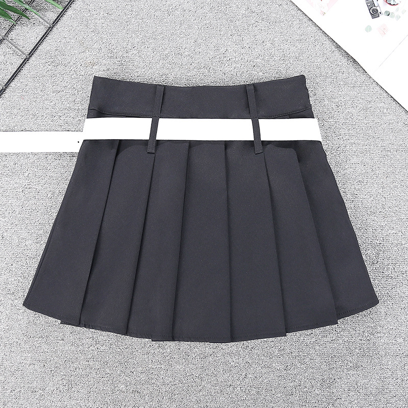 Falda mini plisada para mujer con cinturón estilo sexy y moda_voghion.com