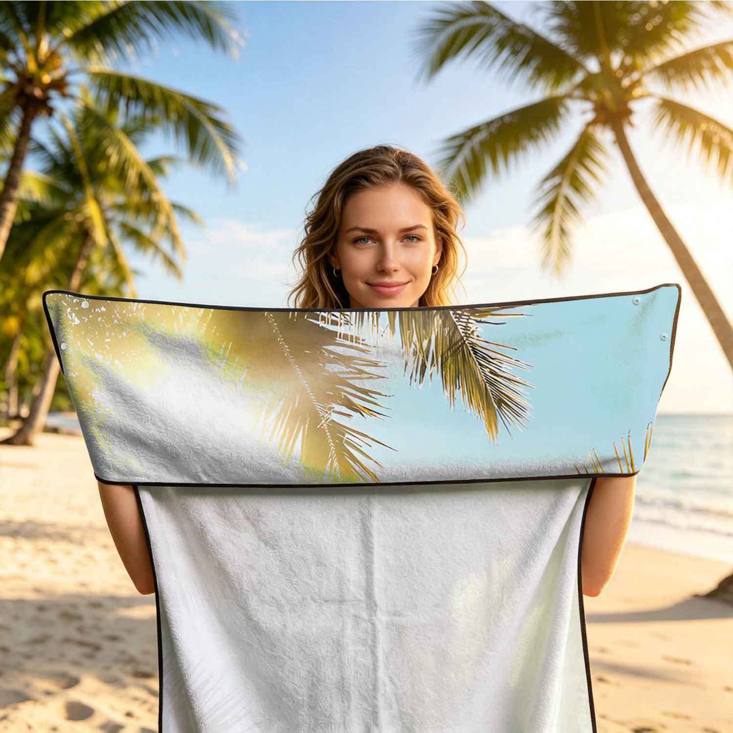 Printed bath towel and car seat cover 2-in-1, ultra-fine fiber outdoor beach and car dual-use universal seat cushion
