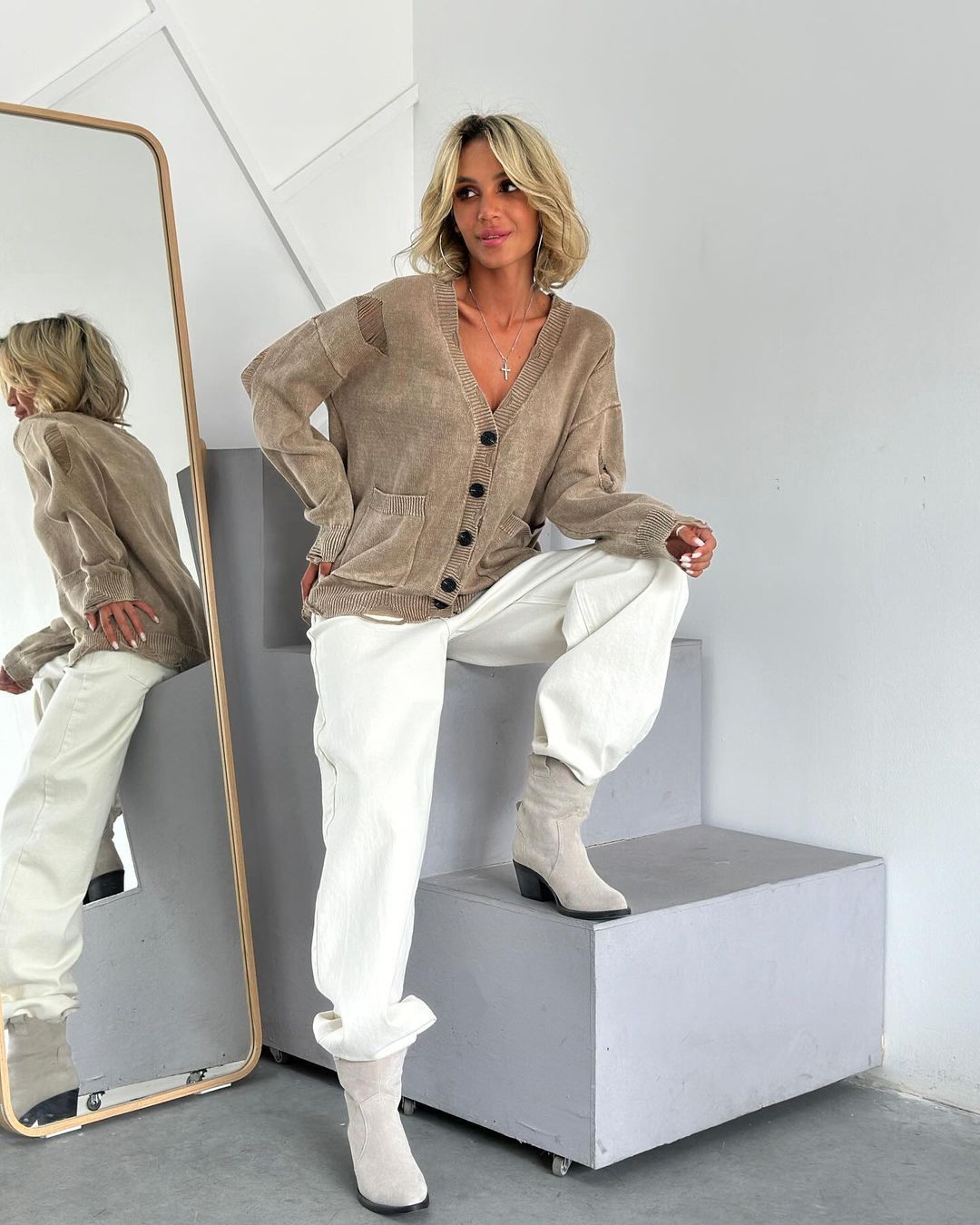 Damen Strickcardigan Vintage Langarm Strickjacke Für Den Winter_voghion.com