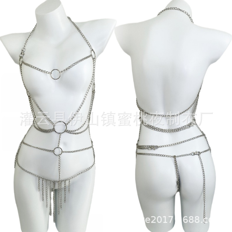 情趣内衣三点式铁链捆绑束缚绳衣制服套装另类女性用品一件代发
