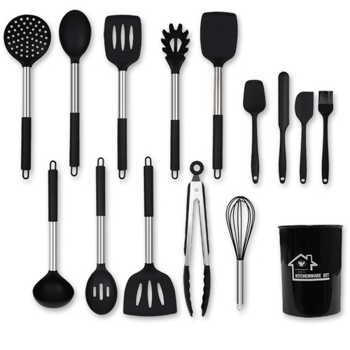 Cross-border silicone spatula and soup spoon set of 15 pieces non-stick pan silicone spatula high-temperature silicone kitchen tools set wholesale